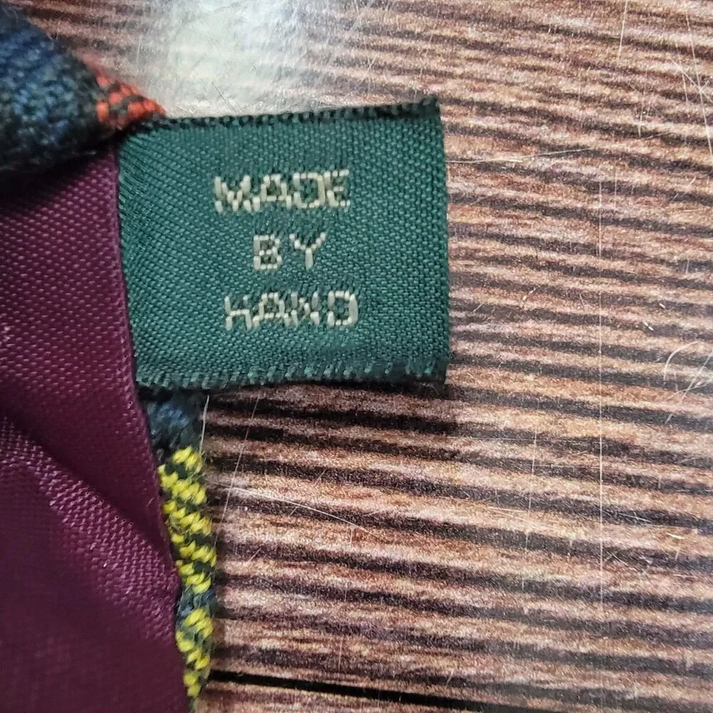 VTG J. CREW 100% Wool Hand Made Multicolor Plaid Tie 3.5